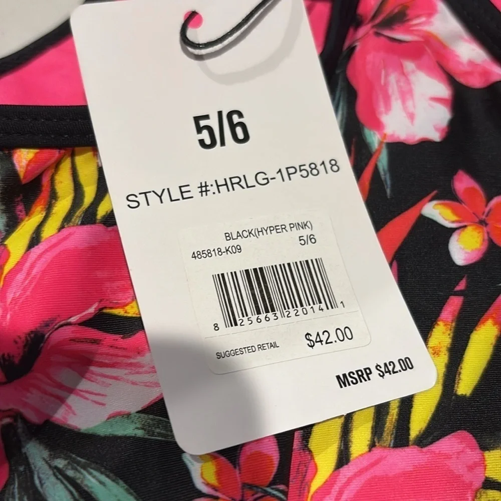 Hurley - Girls One Piece Bathing Swim Suit. Razor Back. UPF 50. Size 5/6. NWT